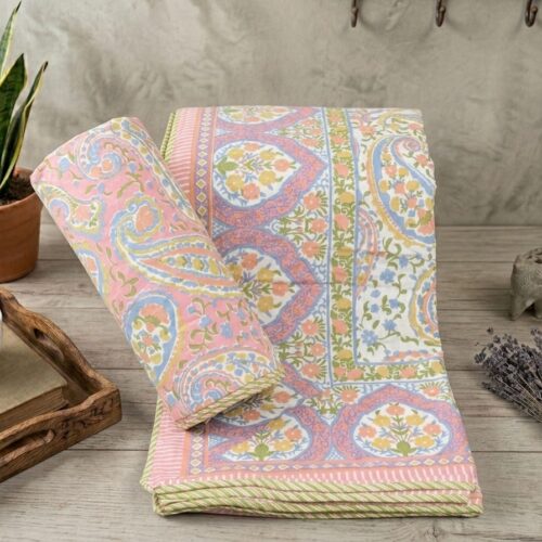Pastel Paisley Reversible Mulmul Cotton Single Dohar – Set of 2