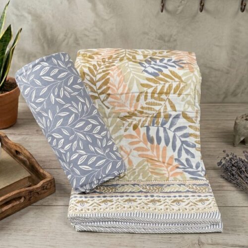 Autumn Fern Reversible Mulmul Cotton Single Dohar – Set of 2
