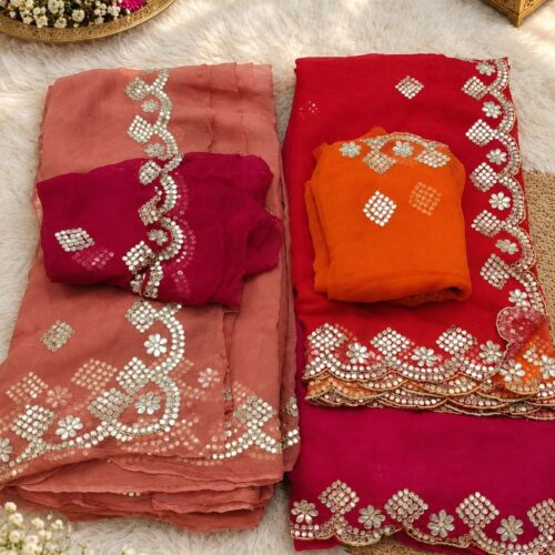 Festive Glow Gota Patti Pure Chiffon Saree